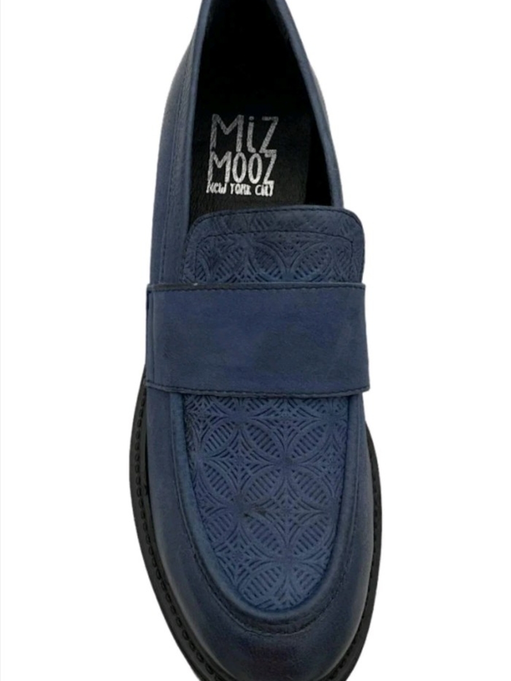 Miz Mooz Daria Blue Leather Lug Sole Loafer - Picture 2 of 3
